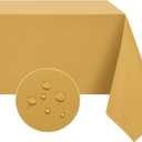 Softalker Rectangle Tablecloth, Waterproof & Stain Resistant Table Cloths Wrinkle Free Fabric Washable 210GSM Polyester Table Cover for Dining/Party/Outdoor - 60 x 84 inch, Gold