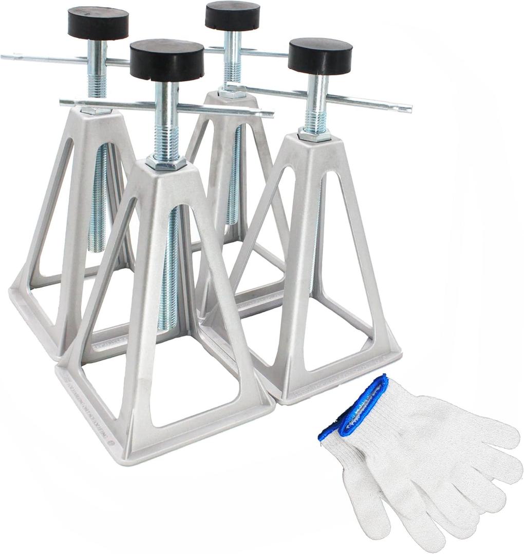 X-Haibei RV Stabilizers Jacks for Trailer Camper 4 Pack Aluminum Stack Jack Stands 6000 Pounds Supports with Cushion Rubbers Adjustable from 11" to 17"