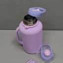 Coolflask Half Gallon Water Bottle with Straw, 64 oz Insulated Stainless Steel Water Jug With Handle Metal Double-Walled Vacuum Large Flask With Strap Leakproof, Keep Cold 48 Hrs Hot 24hrs, Lavender