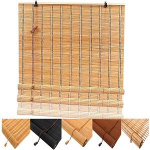 Custom Size Outdoor Bamboo Roller Blinds for Patio Porch | Sun UV Protection & Privacy Screen Shades | with Easy Lift Mechanism & Installation
