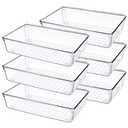 9'' (6 Pack) Drawer Organizers, Plastic Clear Acrylic Non Slip Non Cracking kitchen drawer organizer Stackable Bathroom Drawer Organizer Trays, Storage Bins for Makeup, Bathroom, Kitchen Office