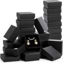 Fasmov Kraft Jewelry Boxes, 36 Pack 2.95 x 2.95 x 1.37 Inch Square Cardboard Jewelry Gift Box Necklace Ring Earring Kraft Box for Jewelry Set with Foam Insert, Black