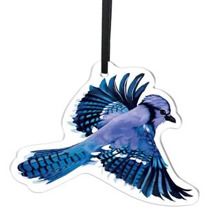 3 x WIRESTER Acrylic Hanging Ornament for Christmas Tree Holidays, Party, Car, Home, Office Decoration, Ready to Hang Ornament, Unique Xmas Gift Idea for Bird Lover - Blue Jay Bird (S1)