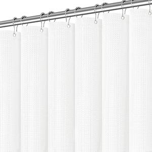 PANGSINNE Stall Waterproof Shower Curtain Waffle Weave 60 Inches Beige Heavy Duty for Bathroom, Machine Washable 256GSM Modern Shower Curtains, 60"Wx72"H
