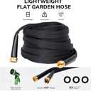 Lightweight Flat Garden Hose 100 FT, 3/4" GHT Flexible Water Hose with Spray Nozzle, Durable 800D Fabric, Kink Free Design, Portable Garden Hose for Lawn, Yard, Car Wash