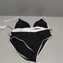 Aqua Eve Triangle High Waisted Bikini Set for Women Two Piece Bathing Suits Color Block Swimsuits (X-Large, Black White)