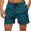 Tyhengta Men's Swim Trunks Quick Dry Beach Shorts with Zipper Pockets and Mesh Lining (30, Dark Green)