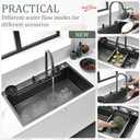 Black Kitchen Sink, 27 Inch Nano Stainless Steel Waterfall, Countertop Workstation Single Sink Set & Accessories, for Countertop, Kitchen, Bar (BLACK, 27 x 18 IN)