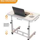 Adjustable Height Mobile Computer Desk, Small Standing Desk with Wheels, Portable Stand Up Desk, Mobile TV Tray Table Rolling Desk for Home Office, Study, and Small Spaces, White