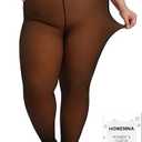 Plus Size Fleece Lined Tights, Fake Transparent Curvy Winter Thermal Tights for Women under Dress, medias térmicas Size 18