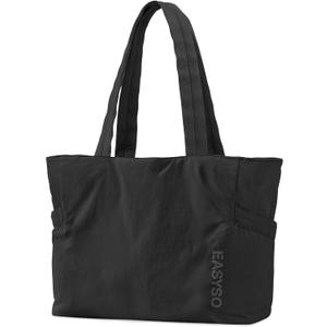 Tote Bag for Women,Puffer Travel Tote Bags with Zipper, Quilted Handbag with Compartments for Travel Work Sport, Black