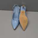 Elisabet Tang Women's Kitten Heel Slingback Low Pumps 3 Inches Stiletto Pointed Closed Toe Elegant Dressy Bridal Wedding Party Shoes (8.5, Blue)