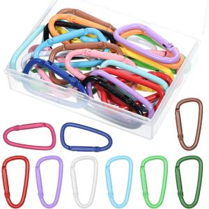 24Pcs Carabiner Clip Metal Colored Keychain Clip, Cute Carabiner Clips Keychain Buckle Clip Trigger, Spring D Rings, DIY Accessories for Purse Keyrings Handbag Lanyard DIY Bag Charm Dog