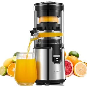 Electric Citrus Juicer, Reemix Lemon Squeezer with Brushed Stainless Steel Body, Fully Automatic One-click Operation Orange Squeezer, Black+Silver