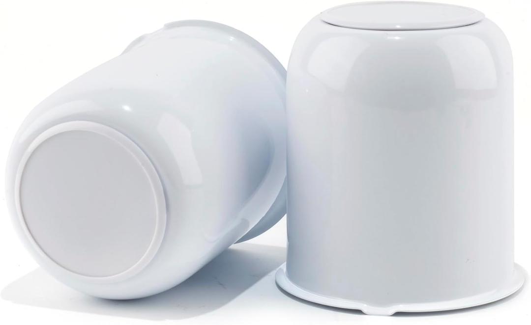 2Pcs 3.19inch Stainless Trailer Wheel Center Caps Push Through 3.19" Bore 3.62" Tall Top Removable Hub Cap for Truck SUV RV Wheel Rim, White Wheel Cover