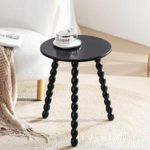 Round Side Table, Solid Wood Small End Table for Small Space, Accent Table Nightstand Modern Table for Living Room Bedroom Office Couch, Round, 15-Inch Diameter, 18.5-Inch Height