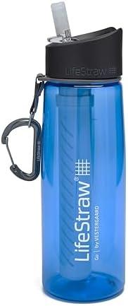 LifeStraw Go Water Filter Bottle with 2-Stage Integrated Filter Straw for Hiking, Backpacking, and Travel, Blue