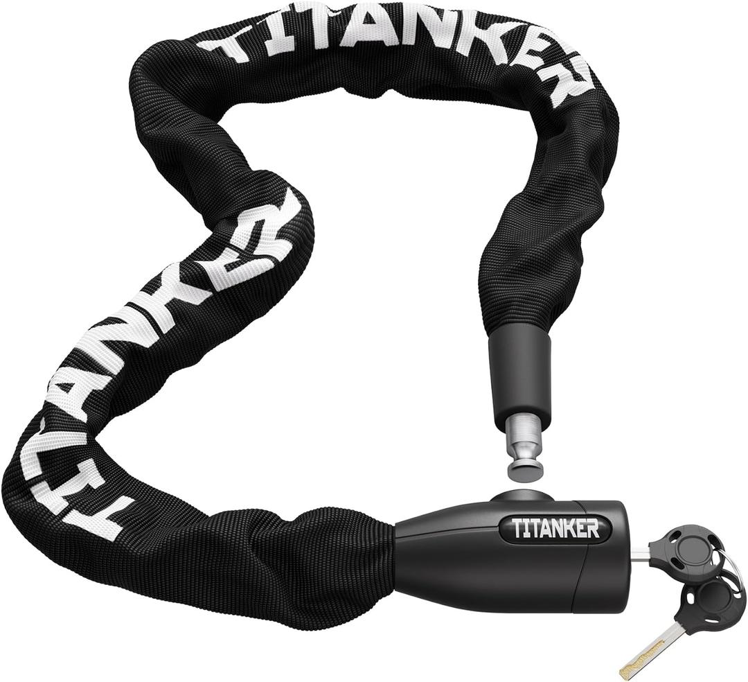 Titanker Bike Chain Lock with Keys, 3.3 Feet Security Heavy Duty Anti-Theft Bicycle Chain Locks for Bike, Motorcycle, Bicycle, Door, Gate, Fence, Grill (10mm Thick Chain)