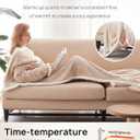 Westinghouse Electric Snuggle Throw Blankets with Foot Pocket, Wearable Heated Throw with Sleeves, 6 Heating Levels & 2 to 10 Hours Heating Time Settings, 50 * 70"+18", Beige