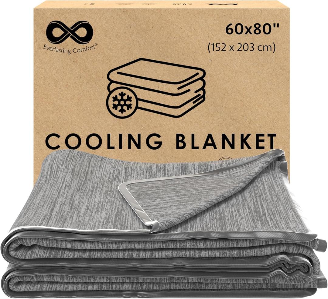 Everlasting Comfort Cooling Blanket for Hot Sleepers - Soft, Lightweight & Breathable Throw Blanket with Easy to Clean Material - Luxury Throws for Hot Flashes & Night Sweats (60"x80")