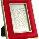 Kathfly 1 Pcs Red Velvet Picture Frame 4 x 6 Inch Vintage Photo Frame with Gold Metal Edge Horizontal & Vertical Mount for Poster Artwork Puzzles Tabletop Wall Display Christmas Home Office Decor