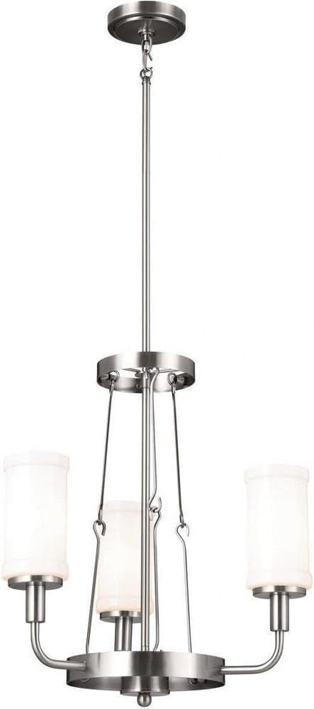 Kichler Vetivene 19.8 Inch 3 Light Chandelier with Opal Glass in Classic Pewter, 21x19.75x19.75