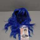 LOSMOEER Blue Wig with Bangs Short Wavy Wigs for Women Shoulder Length Curly Bob Wigs Heat Resistant Synthetic Wigs for Halloween Cosplay Daily Party Use (14 Inch)