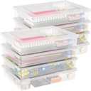 Lifewit 8 Pack Plastic Multi-Purpose Storage Box with Latching Lids, Clear A4 Paper Storage, Classroom Organization, Storage Containers for Board Game, Craft, Document, Magazine, Art Supplies