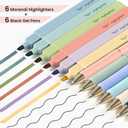 Taja 12 Pack Bible Highlighters and Pens Set No Bleed, 6 Aesthetic Pastel Highlighters and 6 Black Ink Pens for Bible Study, Journaling, School and Office Supplies