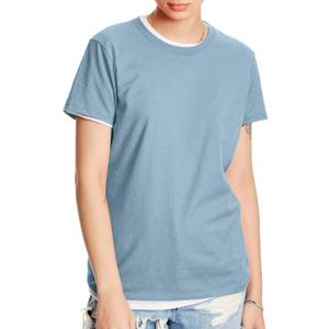 Hanes Women's Perfect-T Crewneck T-Shirt, Lightweight Cotton Short Sleeve Tee for Women (Blue, S)