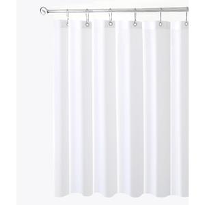 Biscaynebay Fabric Shower Curtain Short Stall Liners 72" W X 65" L, White Water Resistant Bathroom Curtains, Rust Resistant Grommets Top Weighted Bottom Machine Washable