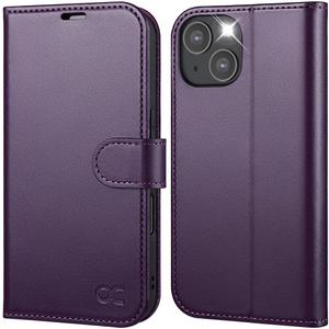 OCASE Compatible with iPhone 14 Wallet Case, PU Leather Flip Folio Case with Card Holders RFID Blocking Kickstand [Shockproof TPU Inner Shell] Phone Cover 6.1 Inch 2022 (Dark Purple)