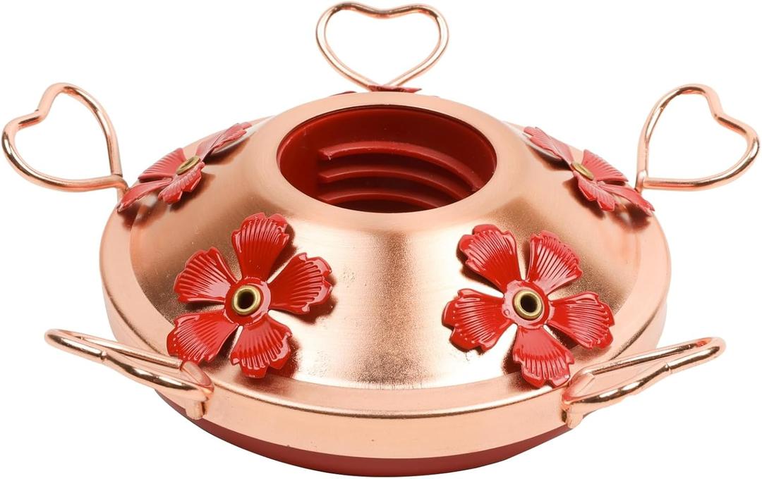 WOSIBO Hummingbird Feeder Replacement Bottom Base Replacement Part Includes Red Plastic Base Metal Top and Brushes (Copper)