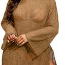 Lilosy Sexy Crochet Sheer Kaftan Caftan Beach Dress Bathing Suit Swim Coverup Summer Vacation Outfits One Piece Size XS