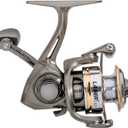 Lews Laser Lite Spinning Fishing Reel, 6+1 Bearings, Graphite Frame and Sideplate, Speed Lube, Multi-Disc Drag, Metallic Gray/Silver/Gold (50)