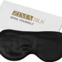 ZIMASILK Adjustable 100% 22 Momme Mulberry Silk Sleep Mask for Sleeping, Filled with Premium Mulberry Silk, Softest & Breathable Blackout Eye Sleeping Mask (Black)