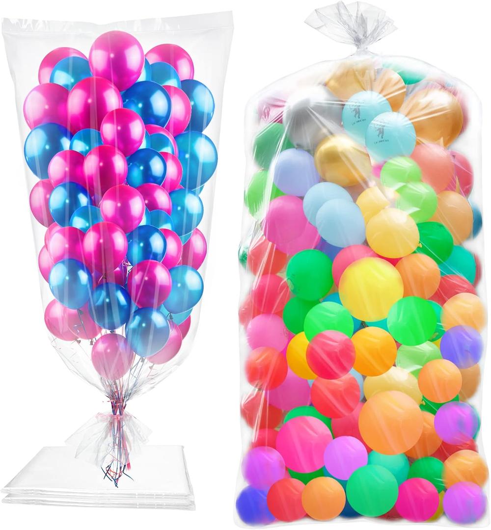 2 Pcs 98.4 x 59 Inches Large Balloon Bags for Transport, Christmas Tree Disposal and Storage Bag, Clear Balloon Drop Bag, Giant Carrying Storage Bags for Wedding Birthday Party Supplies