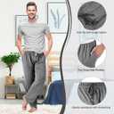 3 Pack Mens Cotton Pajamas Pants Lounge Pjs Bottoms Sleepwear Bottoms Soft Pants with Pockets Drawstring (Gray, L)