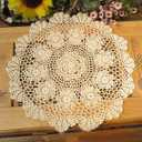 Beige Handmade Crochet Cotton Table Cloth Lace Doilies Round Lace Tablecloths 18 Inches.