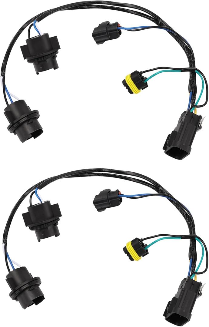 PANNUOSCS Headlight Wiring Harness Assembly Headlamp Socket Compatible with 2008-2014 Chevy Silverado 1500 2500HD 3500HD Replaces#645-745 15841609 25962806 (2 pcs)