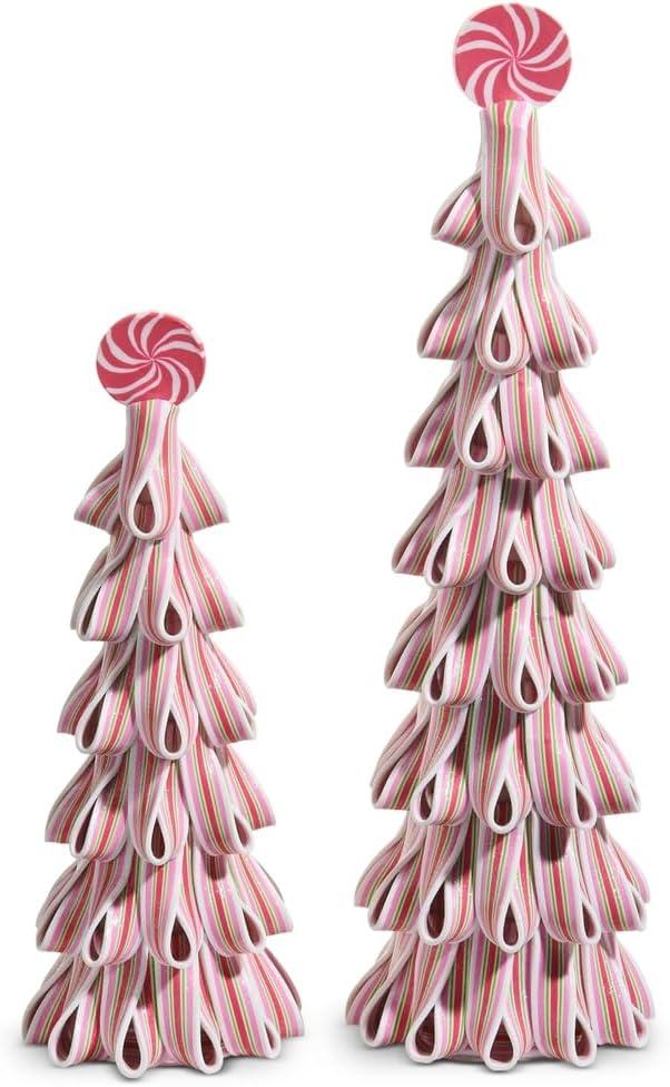 18" Pink Ribbon Candy Trees