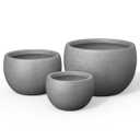 Kante Round Concrete Planter Set of 3-11.8"/15.7"/19.9" Dia Bowl-Style Flower Pots with Drainage Hole for Patio, Garden, and Home (9.4"/12.8"/16.5" Opening), Gray