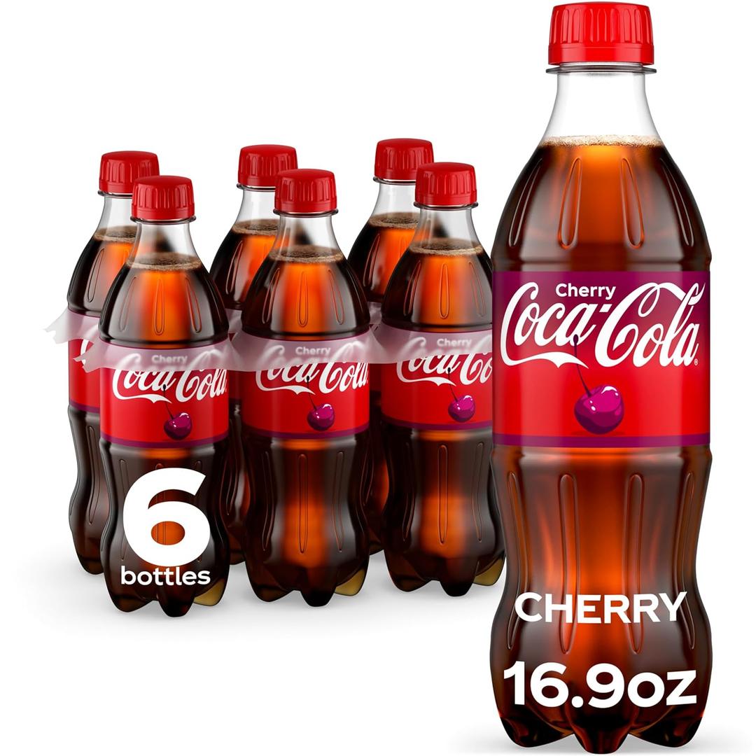 Coca-Cola Cherry Soda Soft Drink, 16.9 fl oz, 6 Pack (EXP 08/03/26)