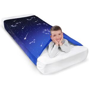 Sensory Compression Blanket | Spandex Bed Sheet for Kids & Adults | Deep Relaxing Feeling, Release Oxytocin | Helps With: SPD, Anxiety, ADHD, Autism | Star Theme | Breathable & Stretchable | Twin
