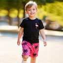 Cute Casual Outfits for Boys, Black Short Sleeve T-Shirt and Hawaiian Shorts Boys' Flamingo Print Clothing Sets (Black) Black, 5T