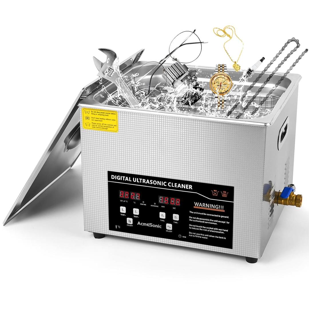 Ultrasonic Cleaning Machine 15L Digital Ultrasonic Parts Cleaner with Timer 40kHz SUS 304 Stainless Steel Lab Sonic Cleaner for Professional Tools,Metal Parts,Jewelry,Eyeglasses