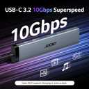 Acer 8 in 1 USB C Hub 10Gbps, USBC to HDMI Adapter 4K@60Hz, 2USB-C 3.2, 2USB A 3.0 Data Transfer, 100W PD Port Type C Multiport Splitter with SD/TF Card Reader, for MacBook Neo, Laptop, PC, Desktop