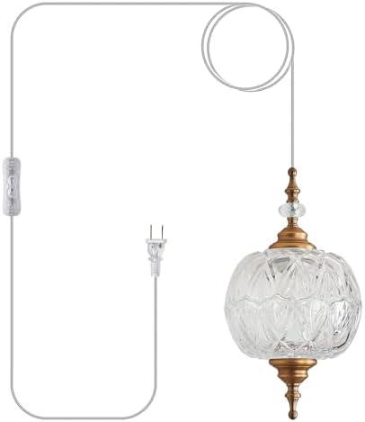 TLOLGT Plug in Pendant Light Fixtures Brass Vintage Pendant Lights Ceiling Pendant Fixtures for Bedroom Living Room Dining Room Kitchen Island