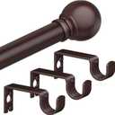 Bronze Curtain Rods for Windows with Brackets,5/8 Inch Diameter Small Curtain Rod Adjustable Set 32 to 90 Inches,Easy Install Drapery Rods