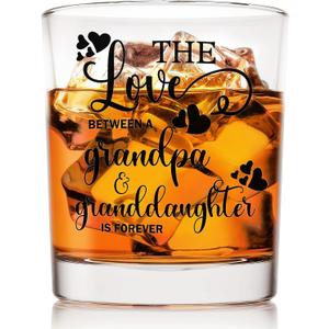 Voatok Grandpa Father's Day Whiskey Glasses 10 oz, Grandpa Gifts for Father's Day from Granddaughter, Old Fashioned Rocks Glasses for Men Drinking Cocktail 